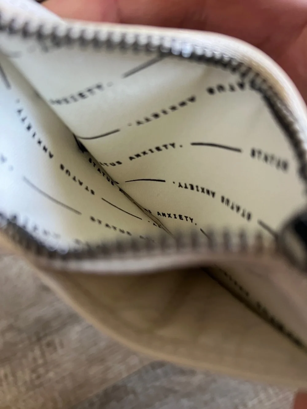 Status Anxiety Avoiding Things Wallet in Chalk Cream Color